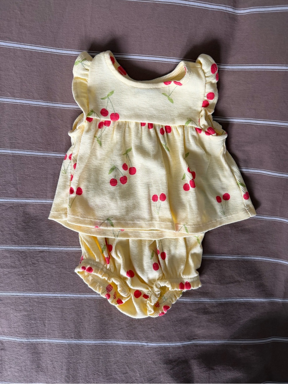 Old Navy Yellow Cherry Print Baby Set